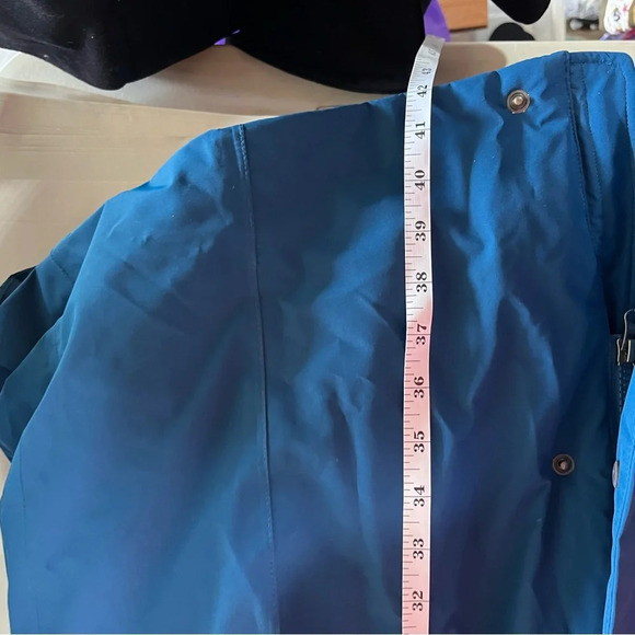 LAND’S END ~ Women’s Long Puffy Down Jacket with Detachable Hood Blue Pockets - Picture 14 of 14